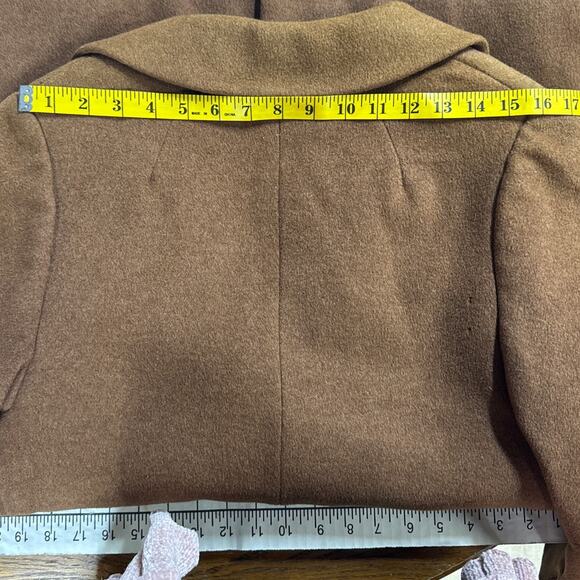 Shagmoor Vintage ILGWU Made Brown Wool Long Trench Coat Jacket Women Medium - Picture 11 of 13
